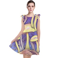 Glamour And Enchantment In Every Color Of The Mushroom Rainbow Tie Up Tunic Dress by GardenOfOphir