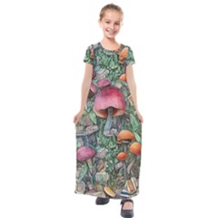 Mushroom Mojo For All Your Magic Spells Kids  Short Sleeve Maxi Dress by GardenOfOphir