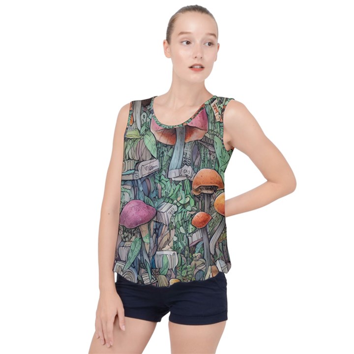 Mushroom Mojo For All Your Magic Spells Bubble Hem Chiffon Tank Top