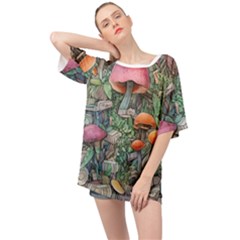 Mushroom Mojo For All Your Magic Spells Oversized Chiffon Top by GardenOfOphir