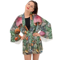 Mushroom Mojo For All Your Magic Spells Long Sleeve Kimono by GardenOfOphir