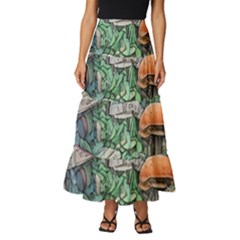 Mushroom Mojo For All Your Magic Spells Tiered Ruffle Maxi Skirt