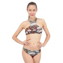 Magician s Toadstool High Neck Bikini Set by GardenOfOphir