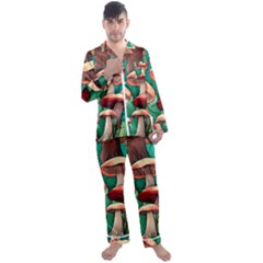 Sorcery Toadstool Men s Long Sleeve Satin Pajamas Set by GardenOfOphir