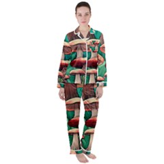 Sorcery Toadstool Women s Long Sleeve Satin Pajamas Set	 by GardenOfOphir