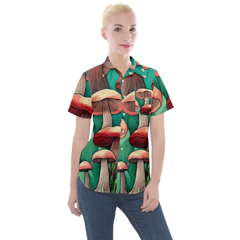 Sorcery Toadstool Women s Short Sleeve Pocket Shirt by GardenOfOphir