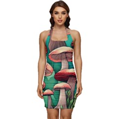 Sorcery Toadstool Sleeveless Wide Square Neckline Ruched Bodycon Dress by GardenOfOphir