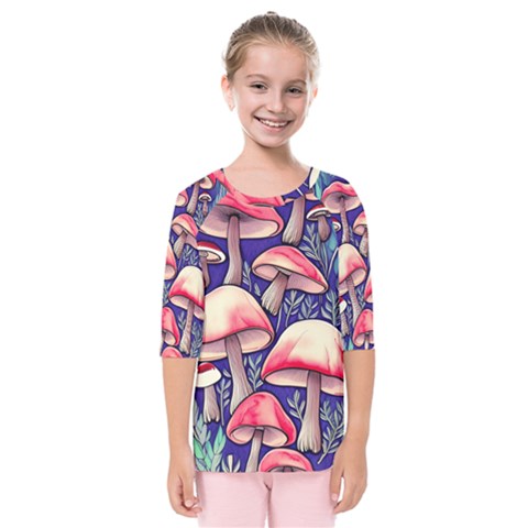 Enchanting Mushroom Enchantress Kids  Quarter Sleeve Raglan Tee by GardenOfOphir