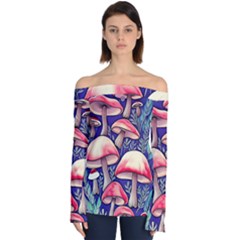 Enchanting Mushroom Enchantress Off Shoulder Long Sleeve Top by GardenOfOphir