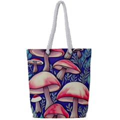 Enchanting Mushroom Enchantress Full Print Rope Handle Tote (small) by GardenOfOphir