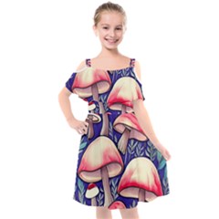 Enchanting Mushroom Enchantress Kids  Cut Out Shoulders Chiffon Dress by GardenOfOphir