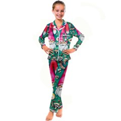 Mojo Chanterelle Glamour Kid s Satin Long Sleeve Pajamas Set by GardenOfOphir