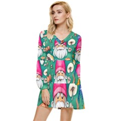 Mojo Chanterelle Glamour Tiered Long Sleeve Mini Dress by GardenOfOphir