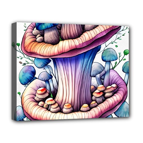 Charming Toadstool Deluxe Canvas 20  X 16  (stretched) by GardenOfOphir