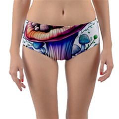 Charming Toadstool Reversible Mid-waist Bikini Bottoms by GardenOfOphir