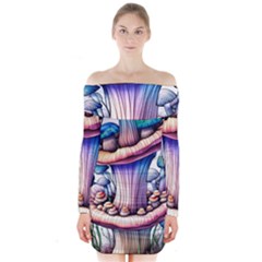 Charming Toadstool Long Sleeve Off Shoulder Dress by GardenOfOphir