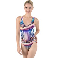 Charming Toadstool High Leg Strappy Swimsuit by GardenOfOphir