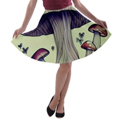 Toadstool Charm For Necromancy And Wizardry A-line Skater Skirt by GardenOfOphir