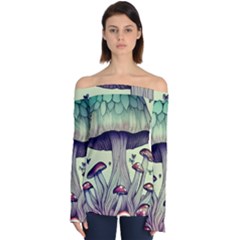 Toadstool Charm For Necromancy And Wizardry Off Shoulder Long Sleeve Top by GardenOfOphir