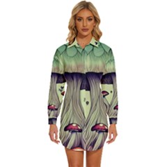 Toadstool Charm For Necromancy And Wizardry Womens Long Sleeve Shirt Dress