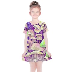 Glamourous Mushrooms For Enchantment And Spellwork Kids  Simple Cotton Dress by GardenOfOphir