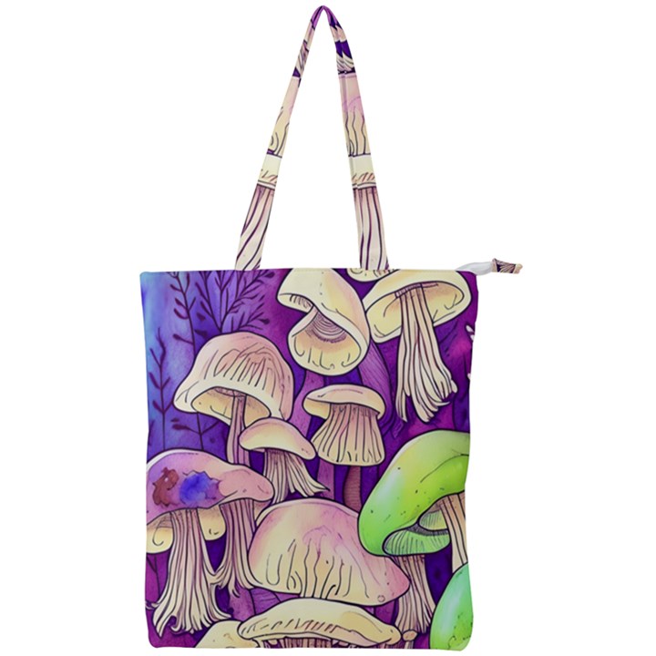 Glamourous Mushrooms For Enchantment And Spellwork Double Zip Up Tote Bag