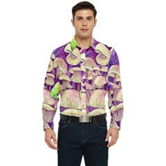 Glamourous Mushrooms For Enchantment And Spellwork Men s Long Sleeve Pocket Shirt  by GardenOfOphir