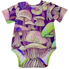 Glamourous Mushrooms For Enchantment And Spellwork Baby Short Sleeve Bodysuit by GardenOfOphir