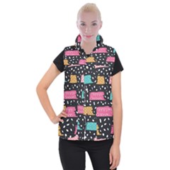 Arts Pattern Design Wallpaper Background Print Women s Button Up Vest