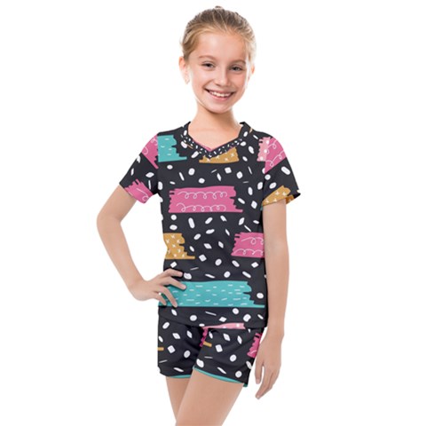 Arts Pattern Design Wallpaper Background Print Kids  Mesh Tee And Shorts Set by Ravend