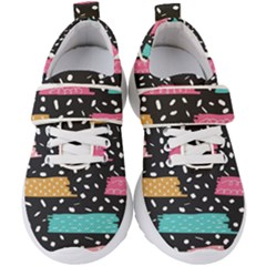 Arts Pattern Design Wallpaper Background Print Kids  Velcro Strap Shoes by Ravend