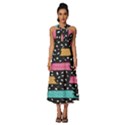 Arts Pattern Design Wallpaper Background Print Sleeveless Cross Front Cocktail Midi Chiffon Dress View1