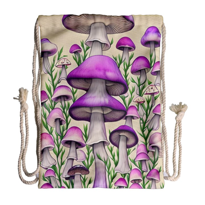 Black Magic Mushroom For Voodoo And Witchcraft Drawstring Bag (Large)