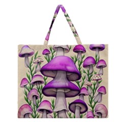 Black Magic Mushroom For Voodoo And Witchcraft Zipper Large Tote Bag by GardenOfOphir