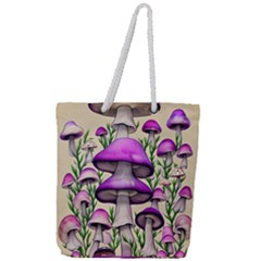 Black Magic Mushroom For Voodoo And Witchcraft Full Print Rope Handle Tote (large) by GardenOfOphir