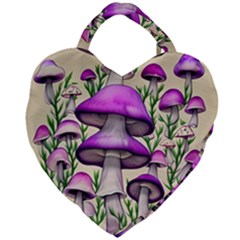 Black Magic Mushroom For Voodoo And Witchcraft Giant Heart Shaped Tote by GardenOfOphir