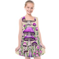 Black Magic Mushroom For Voodoo And Witchcraft Kids  Cross Back Dress by GardenOfOphir