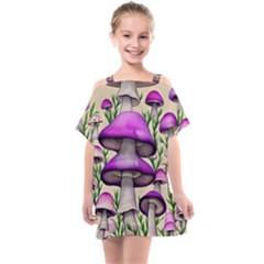 Black Magic Mushroom For Voodoo And Witchcraft Kids  One Piece Chiffon Dress by GardenOfOphir