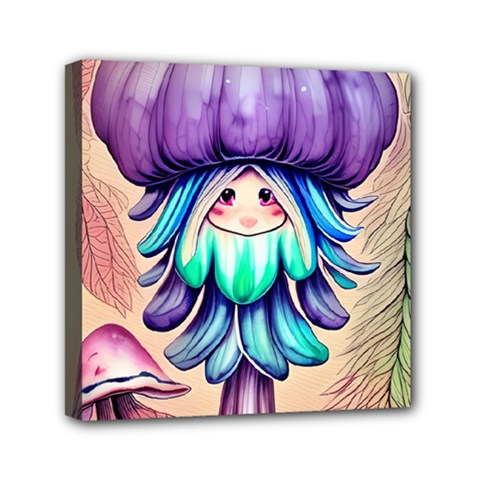 Psychedelic Mushroom For Sorcery And Theurgy Mini Canvas 6  X 6  (stretched) by GardenOfOphir