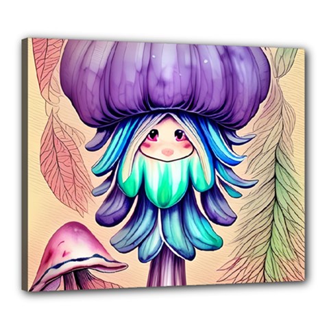 Psychedelic Mushroom For Sorcery And Theurgy Canvas 24  X 20  (stretched) by GardenOfOphir