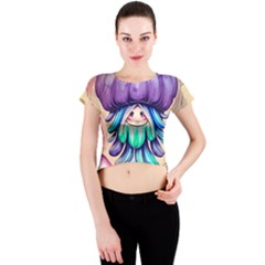 Psychedelic Mushroom For Sorcery And Theurgy Crew Neck Crop Top by GardenOfOphir