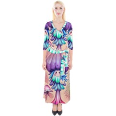 Psychedelic Mushroom For Sorcery And Theurgy Quarter Sleeve Wrap Maxi Dress by GardenOfOphir