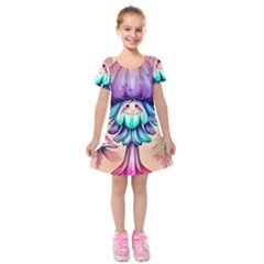 Psychedelic Mushroom For Sorcery And Theurgy Kids  Short Sleeve Velvet Dress by GardenOfOphir