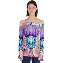 Psychedelic Mushroom For Sorcery And Theurgy Off Shoulder Long Sleeve Top by GardenOfOphir