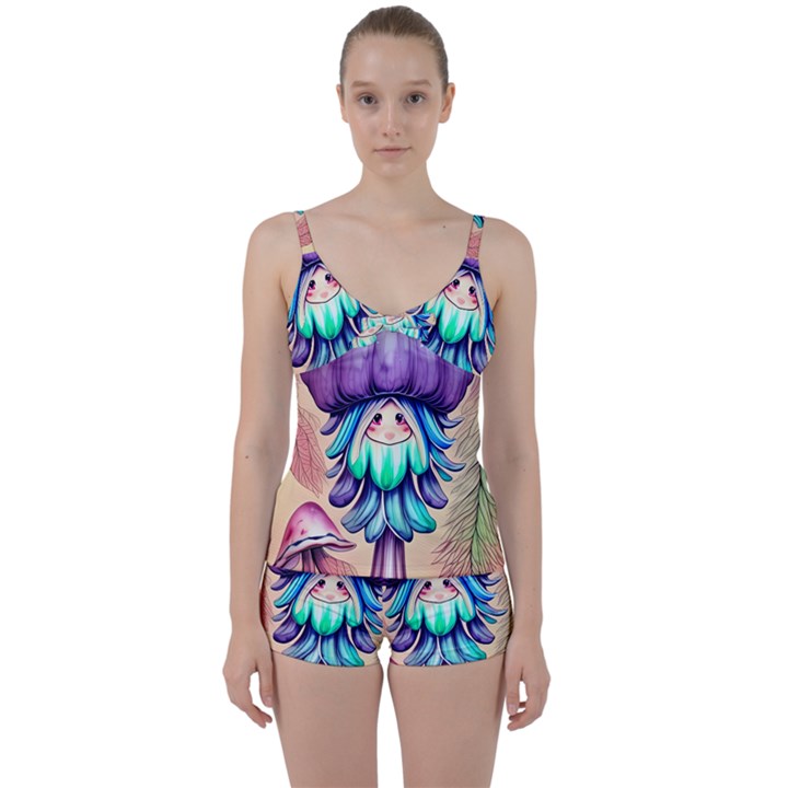 Psychedelic Mushroom For Sorcery And Theurgy Tie Front Two Piece Tankini