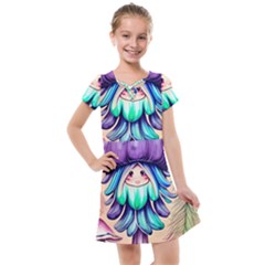 Psychedelic Mushroom For Sorcery And Theurgy Kids  Cross Web Dress by GardenOfOphir