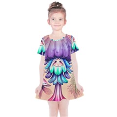 Psychedelic Mushroom For Sorcery And Theurgy Kids  Simple Cotton Dress by GardenOfOphir