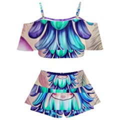 Psychedelic Mushroom For Sorcery And Theurgy Kids  Off Shoulder Skirt Bikini by GardenOfOphir