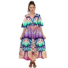 Psychedelic Mushroom For Sorcery And Theurgy Kimono Sleeve Boho Dress by GardenOfOphir