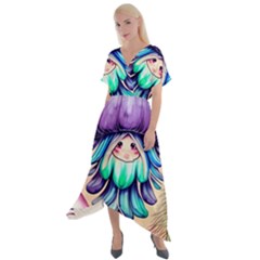 Psychedelic Mushroom For Sorcery And Theurgy Cross Front Sharkbite Hem Maxi Dress by GardenOfOphir